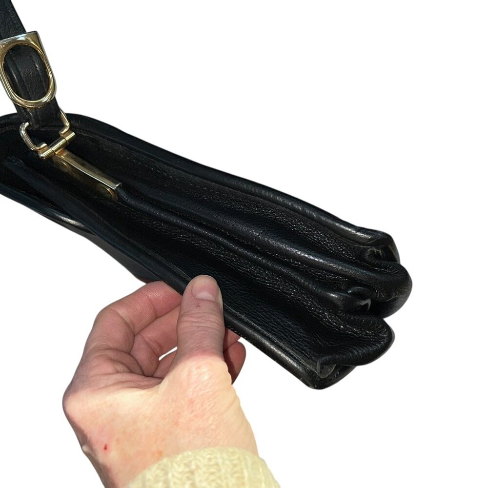 Vintage Python Snakeskin Imprint Black Leather Ta… - image 6